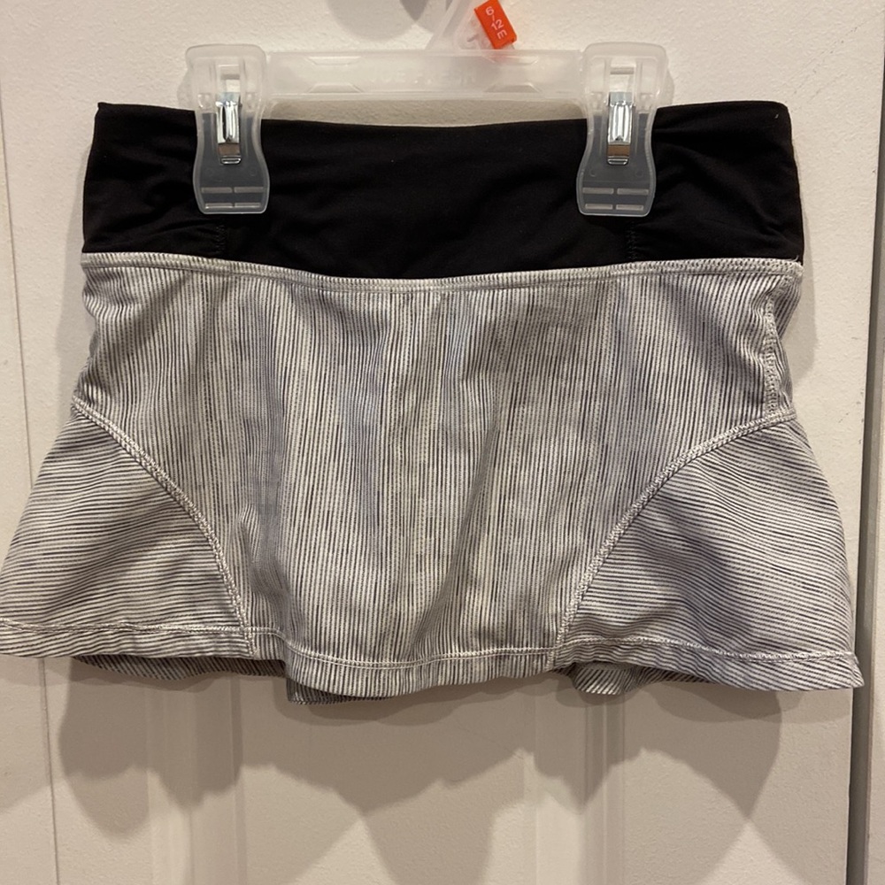 Ivivva Grey & White Striped Skort with Black Waistband